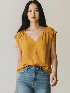 PerSeption Concept Golden Mustard Textured Top
